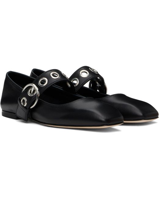 Aeyde Black Uma Eyelet Ballerina Flats