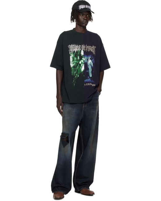 Vetements Blue Cradle Of Filth Cut-Up Oversized T-Shirt for men