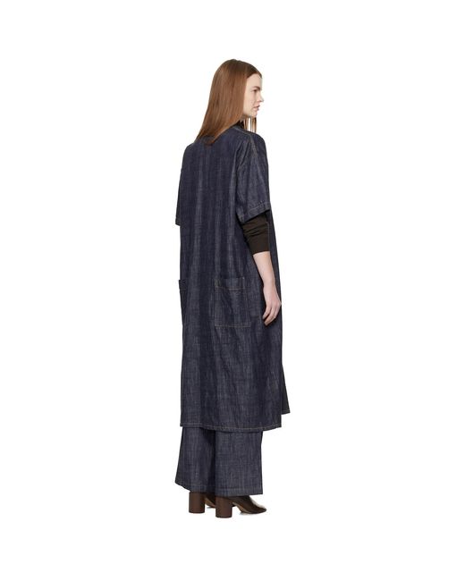 Y's Yohji Yamamoto Black Half Sleeve Box Denim Maxi Dress