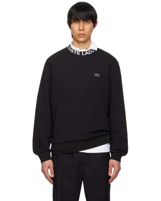 Pull molletonné noir à logo en tricot jacquard Lacoste pour homme en coloris Black