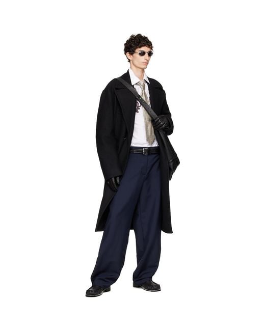 Dries Van Noten Black Wool Caban Coat for men
