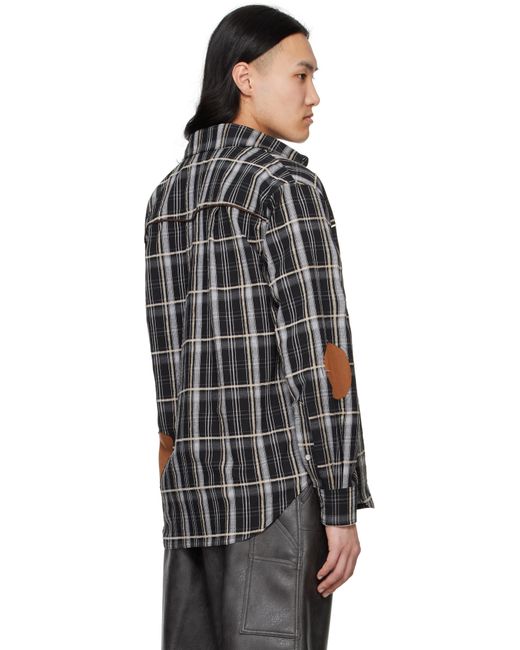 メンズ ANDERSSON BELL ブラック Noah パッチ チェック シャツ Black
