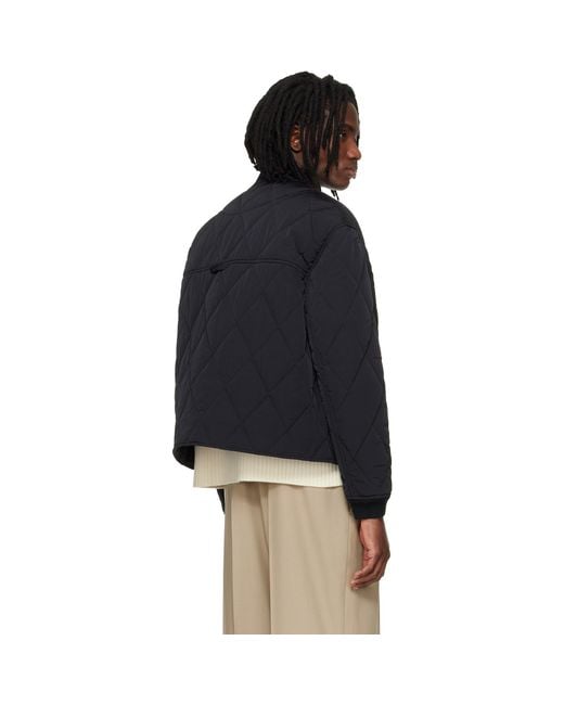 AMI Blue Nylon Padded Bomber Jacket for men