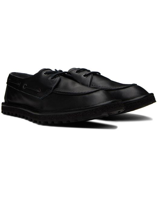 Dries Van Noten Black Leather Boat Shoes for men