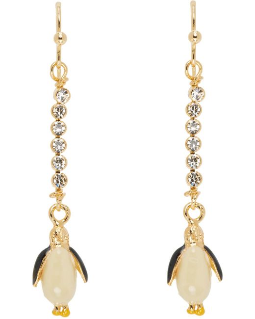Marni Gold Penguin Earrings in Natural | Lyst Canada