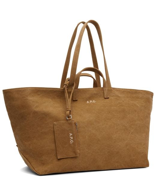 A.P.C. Brown Tan Drummer Toile Tote
