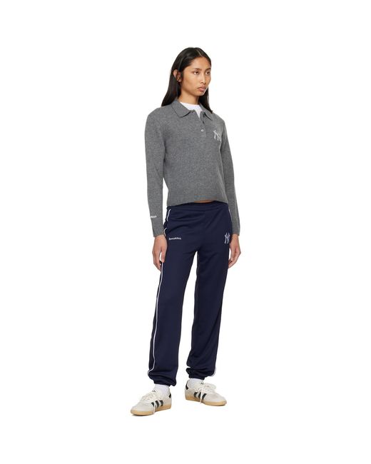 Sporty & Rich Gray Sportyrich Heritage Yankees Serif Cashmere Polo