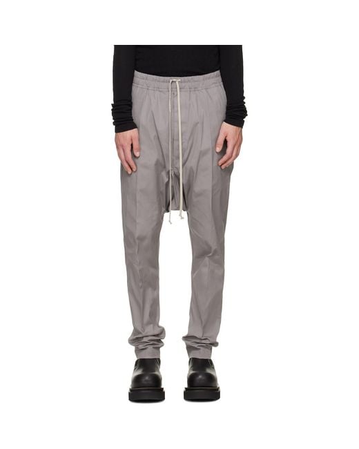 Rick Owens Gray Tower Drawstring Long Trousers for men