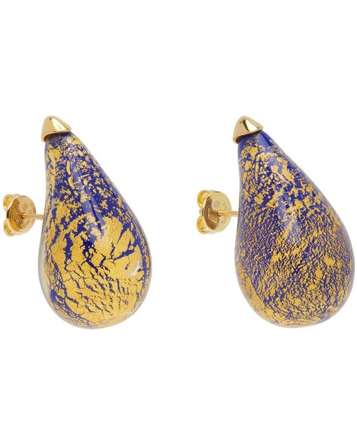 Boucle d'oreilles en forme de goutte bleu marine et doré en verre Bottega Veneta en coloris Blue
