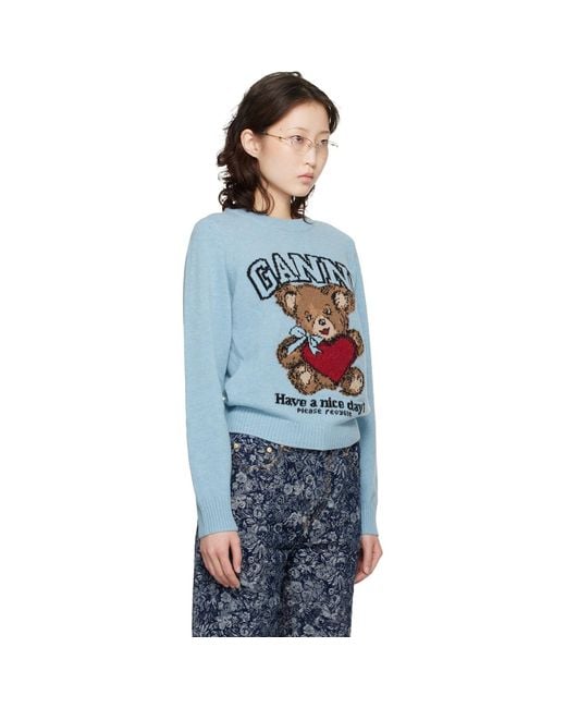 Ganni Black Graphic Wool Sweater