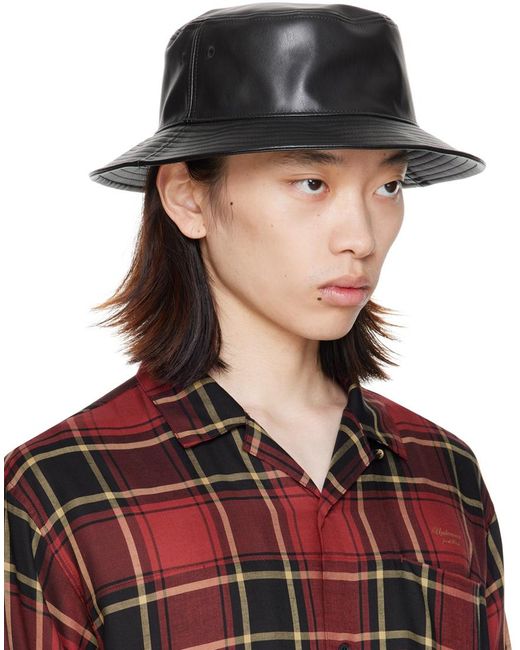 Undercover Black Faux-leather Bucket Hat for men