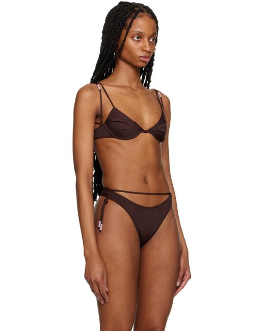 Jacquemus Black Brown 'le Haut De Maillot Barco' Bikini Top