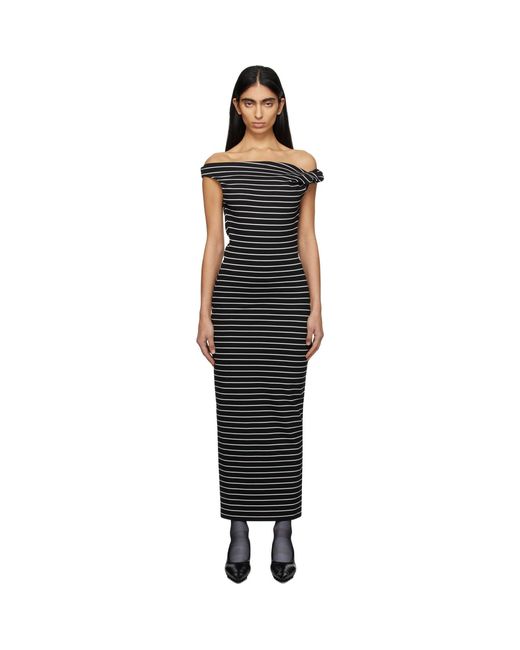 MSGM Black Striped Midi Dress