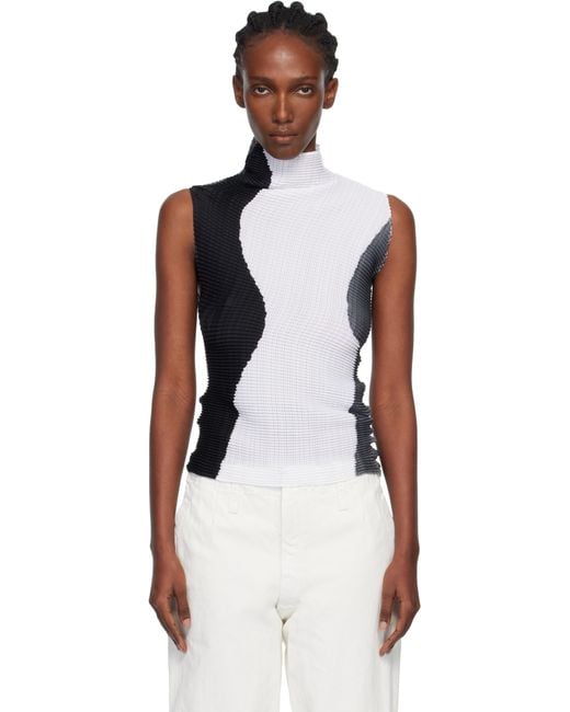 Issey Miyake Black Abstract Tint Pleats Tank Top