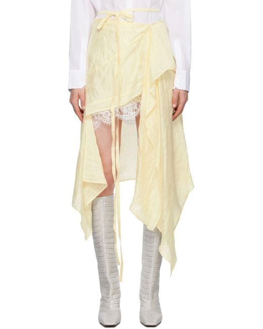 Acne Natural Yellow Draped Midi Skirt