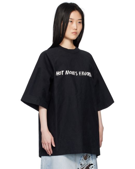 【VETEMENTS】lized Wrinkled Not Mom's Favorite Tシャツ VETEMENTS Black Metalized Wrinkled 'Not Mom's Favorite' T