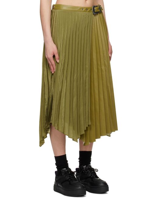 ANDERSSON BELL Green Nicola Faux-leather Midi Skirt
