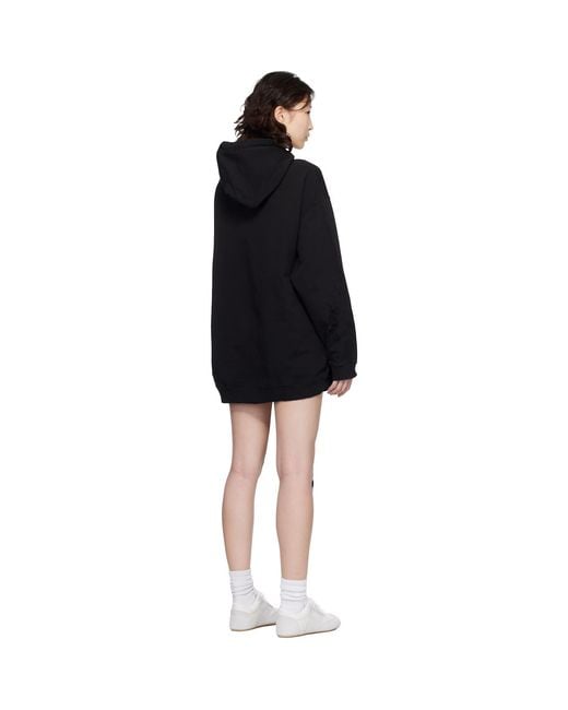 MM6 by Maison Margiela Black Hooded Glove Sweatshirt Minidress