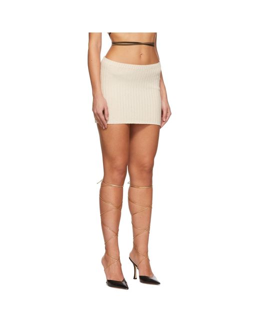 GUIZIO Off-white Wool Mini Skirt