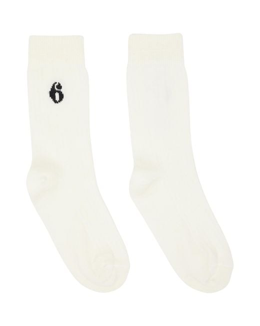 MM6 by Maison Margiela White Off- Wool Blend Socks