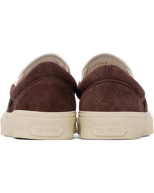 Tom Ford Black Perforated Suede Jude Slip On Sneakers for men