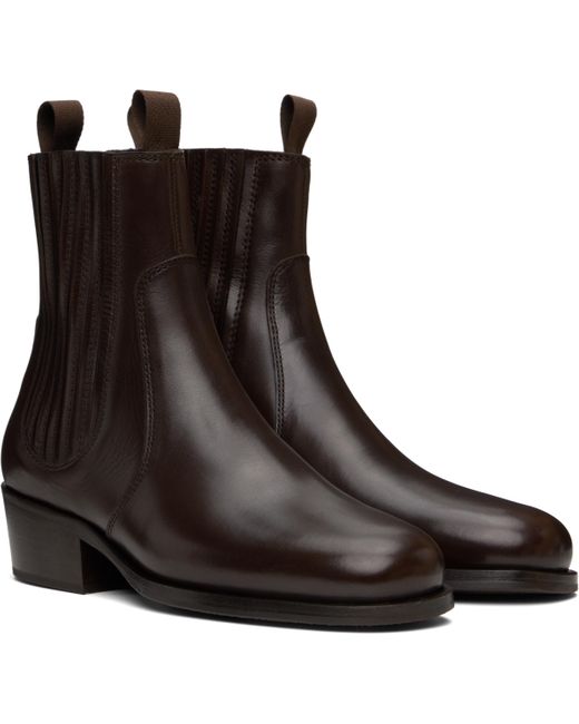 Lemaire Brown Vegetable-Tanned Chelsea Boots for men