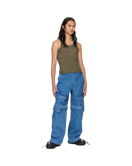 Dion Lee Blue Khaki Sprayed Rivet Tank Top for men