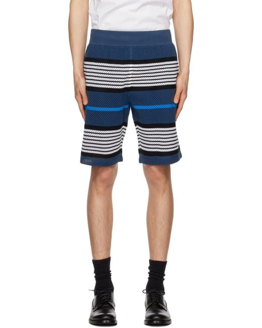 Burberry Blue Navy Striped Shorts for men