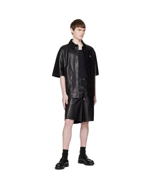 Amiri Black Ma Oversized Leather Shirt for men