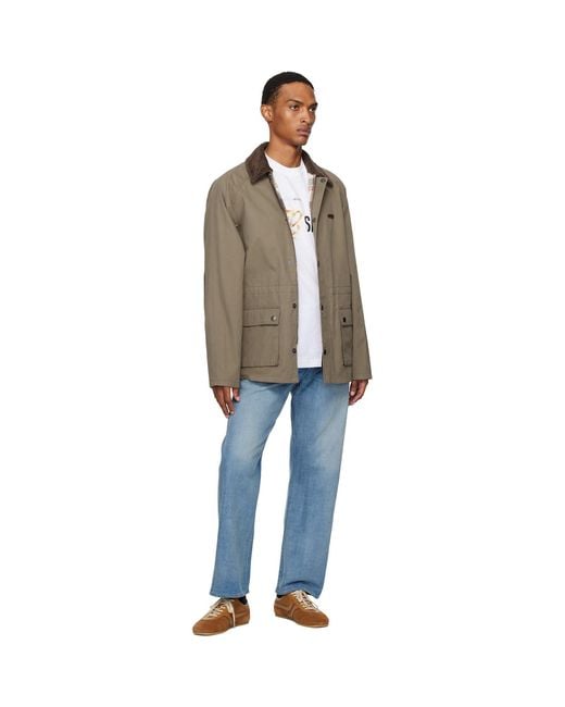 Moschino Brown Khaki Cotton Diagonal Jacket for men