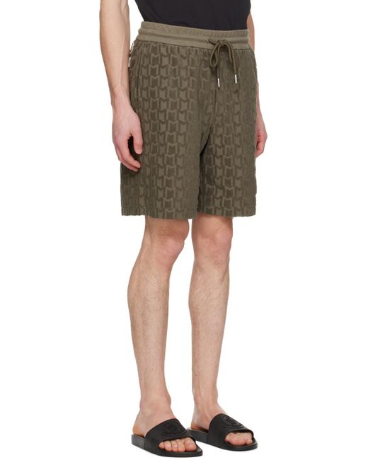 Moncler Green Khaki Monogram Shorts for men