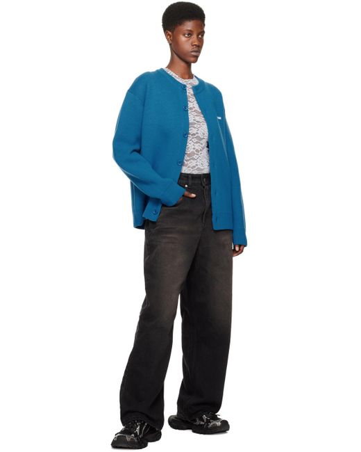 we11done Blue Embroidered Cardigan