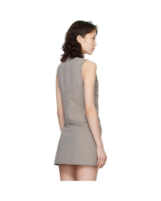 Courreges Brown Buckle Houndstooth Top