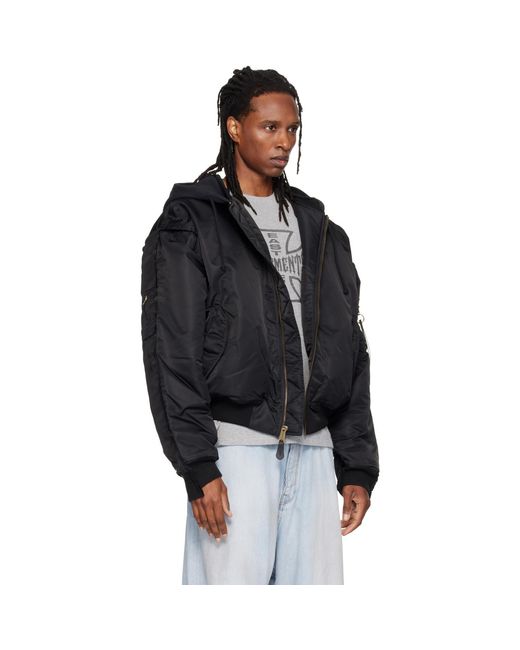 Vetements Black Reconstructed Bomber Jacket for men