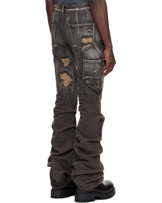 we11done Black Distressed Jeans for men