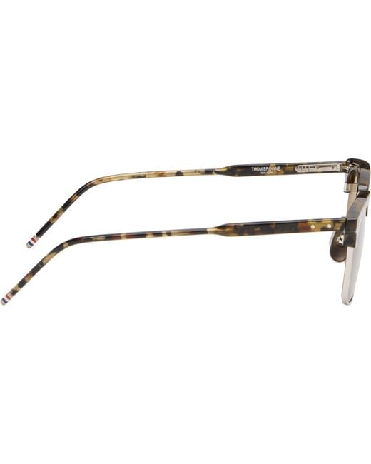 Thom Browne Brown Acetate & Titanium Rectangular Sunglasses for men