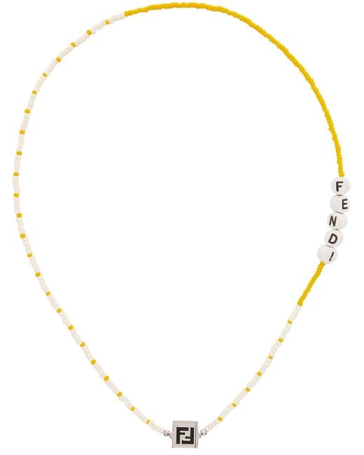 Fendi Metallic Beaded Ff Necklace for men