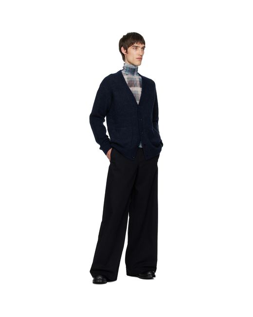 Dries Van Noten Blue Alpaca Cardigan for men