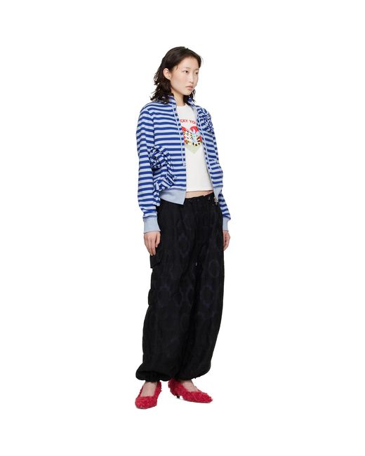 OPEN YY Blue Ssense Exclusive Applique Knit Zipup Sweatshirt