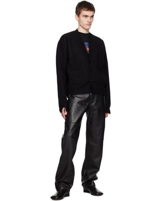 MM6 by Maison Martin Margiela Black Paneled Leather Pants for men