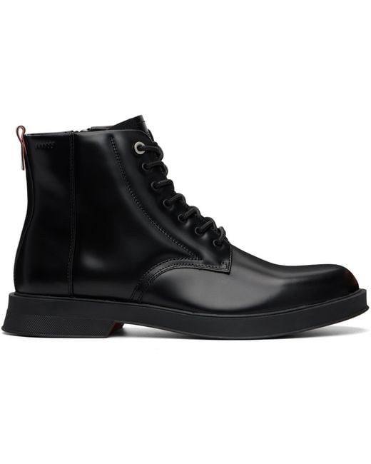 HUGO Black Leather Boots for men