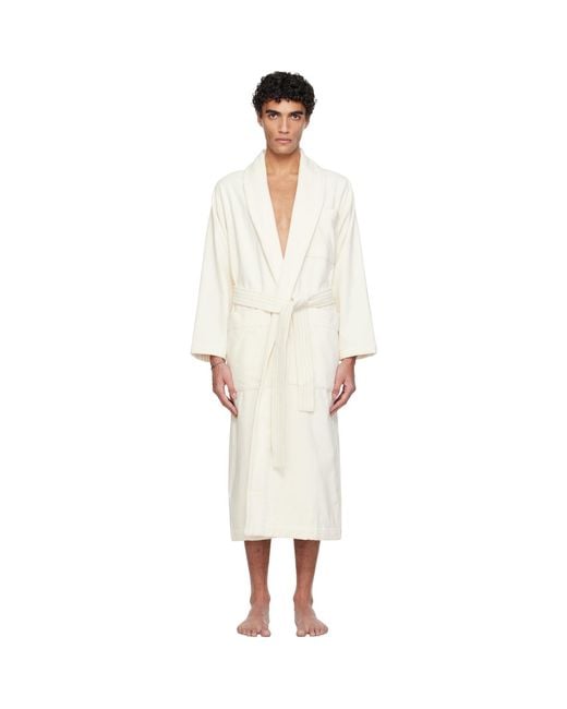 Tekla Black Off Terry Classic Bathrobe for men