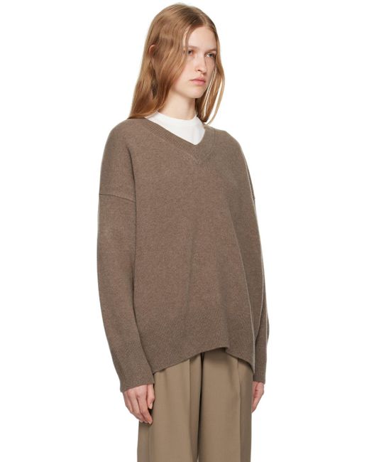 Rohe Brown Taupe Classic V-Neck Sweater