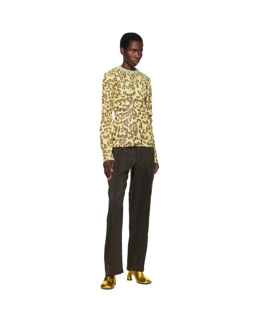 Stanley Raffington Multicolor Leopard Print Plated Knit Crewneck Sweater