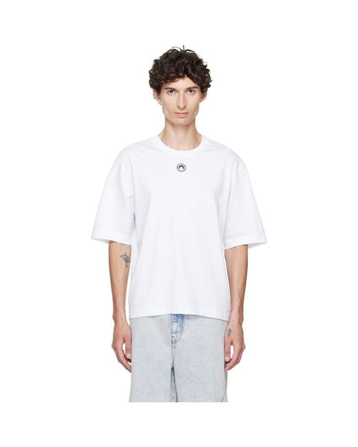 MARINE SERRE White Moon Logo Jersey Loose Fit T-Shirt for men