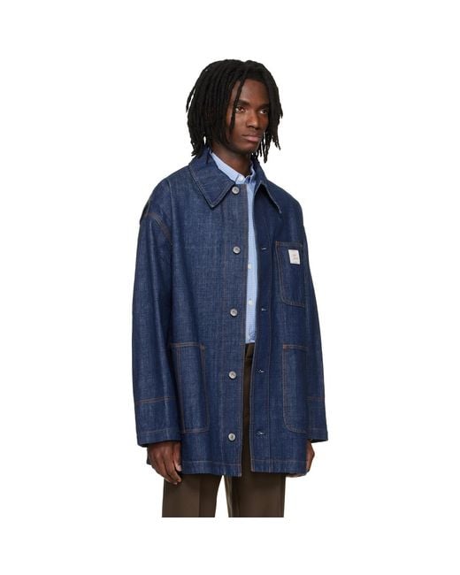 AMI Blue Heritage' Label Denim Worker Jacket for men