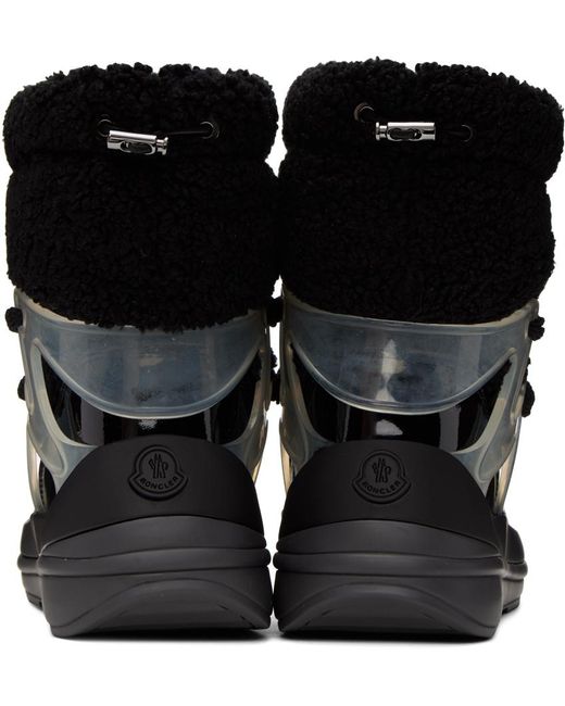 Moncler Black Insolux M Rubber-trimmed Fleece, Shell And Patent-leather Snow Boots