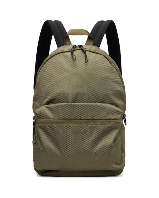 HUGO Green Khaki Embossed-Logo Backpack for men