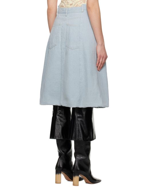 Victoria Beckham Black Cocoon Detail Denim Midi Skirt