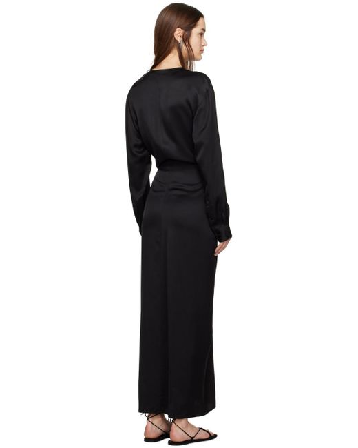 Robe longue noire à ornement noué Totême  en coloris Black